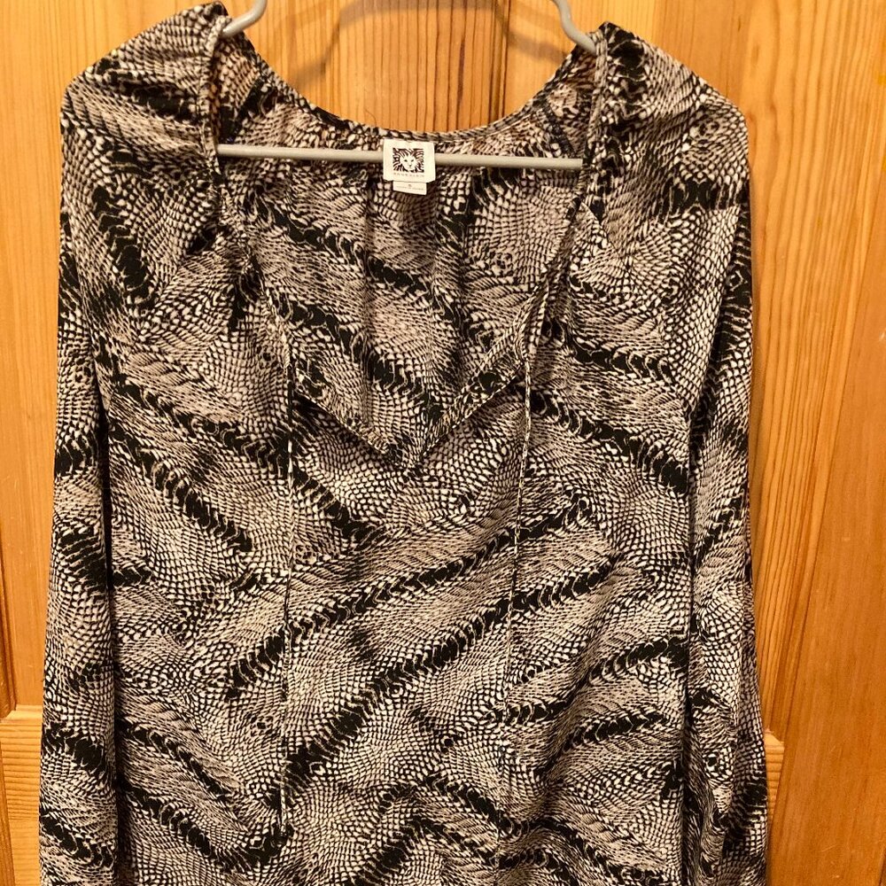 Anne Klein's Black & White Animal Print Blouse – Size S